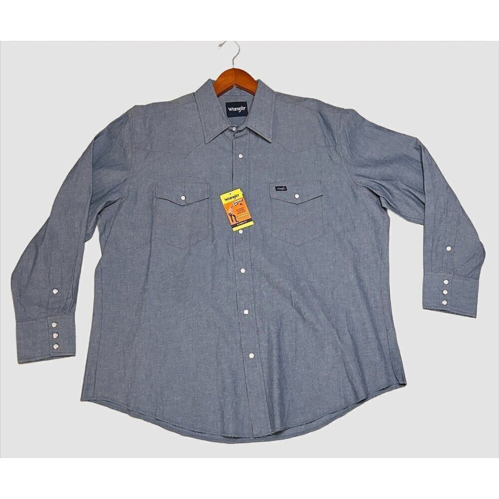 NWT 2020 Mens WRANGLER Cowboy Cut Authentic Western Work Shirt 2XL Pearl Snaps